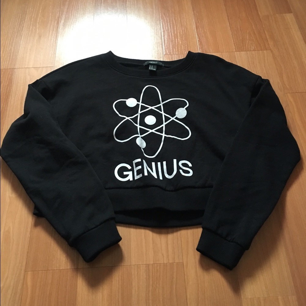 NWOT Cropped "Genius" Galaxy sweater